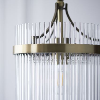 Endon 112572 - Ketjuun ripustettava kattokruunu MARIETTA 1xE27/10W/230V messinki/kirkas