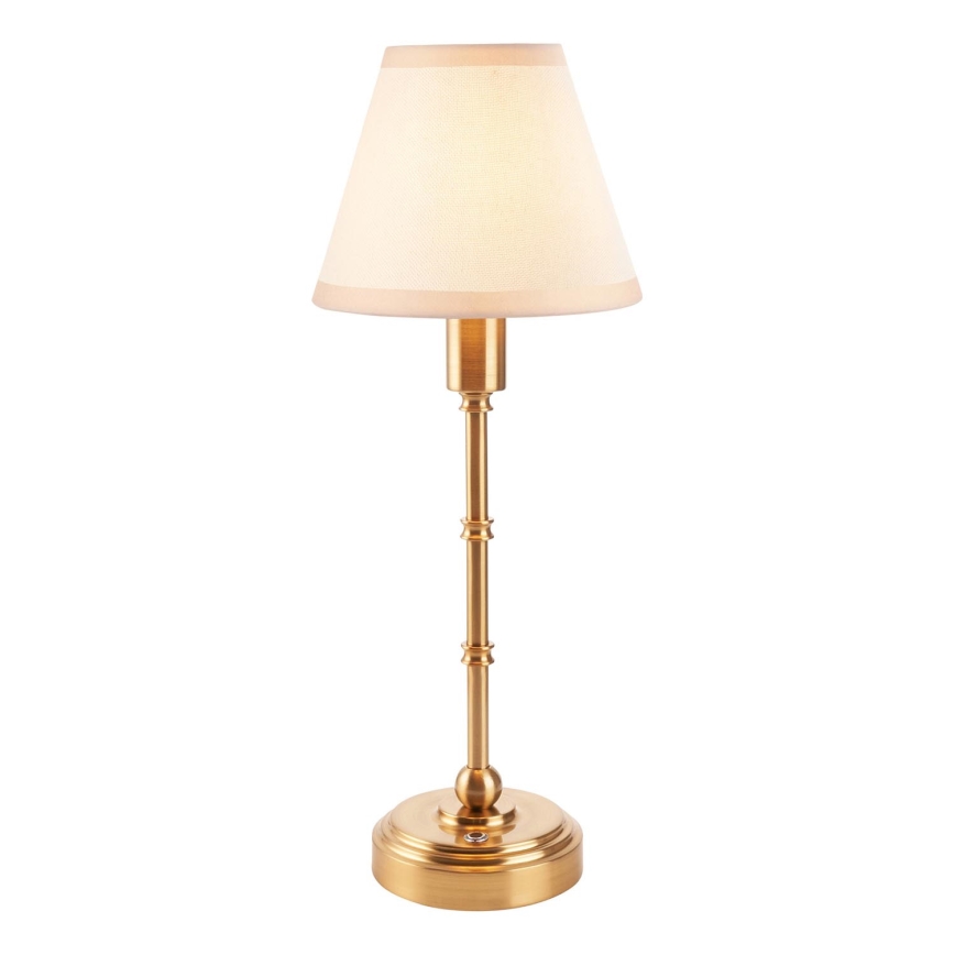Endon 114811 - BURLEY LED himmennettävä ladattava pöytälamppu LED/1,5W/5V 3600 mAh messinki/valkoinen