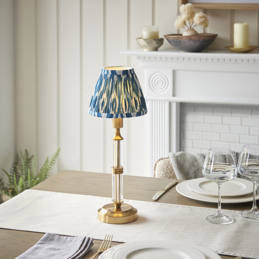 Endon 114846 - LED Himmennettävä ja ladattava pöytälamppu MORTON LED/1,5W/5V 3600 mAh messinki/sininen