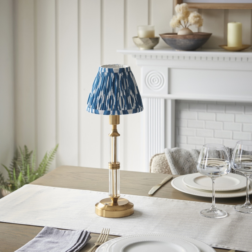 Endon 114846 - LED Himmennettävä ja ladattava pöytälamppu MORTON LED/1,5W/5V 3600 mAh messinki/sininen
