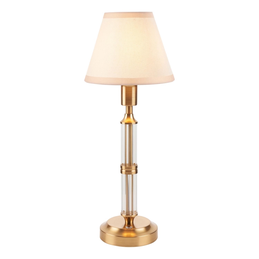 Endon 114849 - LED Himmennettävä ja ladattava pöytälamppu MORTON LED/1,5W/5V 3600 mAh messinki/beige
