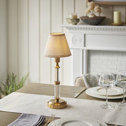 Endon 114849 - LED Himmennettävä ja ladattava pöytälamppu MORTON LED/1,5W/5V 3600 mAh messinki/beige