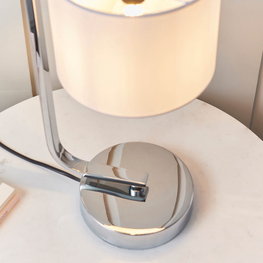 Endon 57917 - Himennettävä pöytälamppu CANNING 1xE14/40W/230V kiiltävä kromi/valkoinen