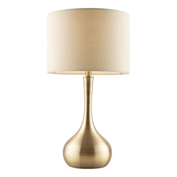 Endon 61191 - Himennettävä pöytälamppu PICCADILLY 1xE14/40W/230V messinki/beige
