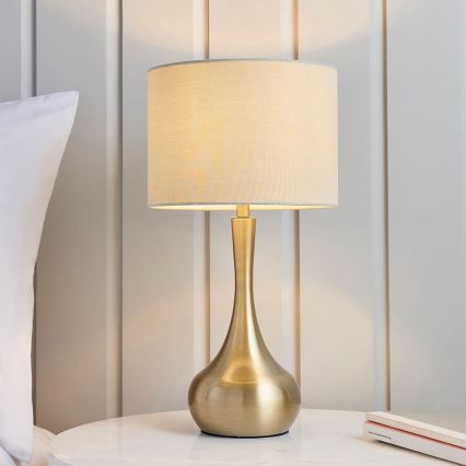 Endon 61191 - Himennettävä pöytälamppu PICCADILLY 1xE14/40W/230V messinki/beige