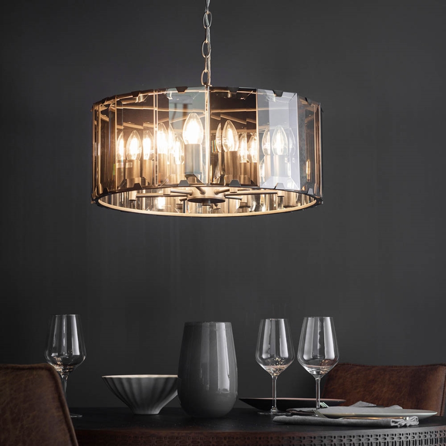 Endon 61294 - Kattokruunu ketjussa CLOONEY 8xE14/40W/230V musta/savuinen