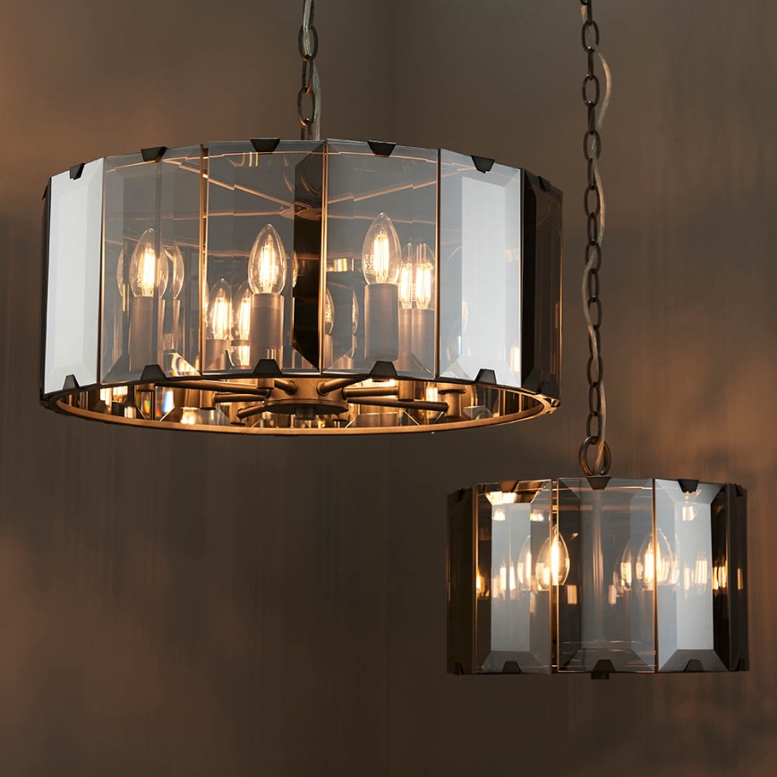 Endon 61294 - Kattokruunu ketjussa CLOONEY 8xE14/40W/230V musta/savuinen