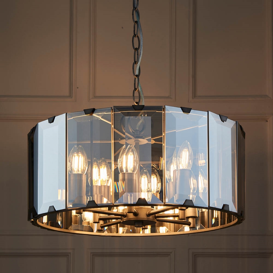 Endon 61294 - Kattokruunu ketjussa CLOONEY 8xE14/40W/230V musta/savuinen