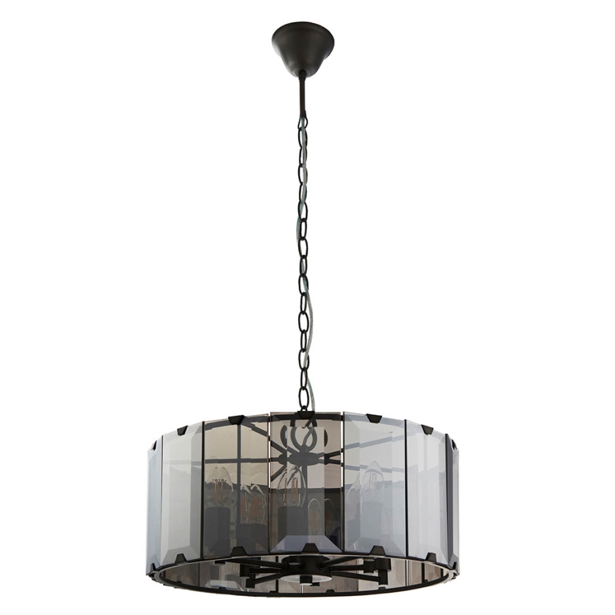 Endon 61294 - Kattokruunu ketjussa CLOONEY 8xE14/40W/230V musta/savuinen