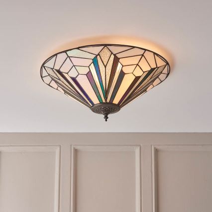Endon 63935 - Tiffany ASTORIA kattovalaisin 2xE27/60W/230V, halkaisija 48 cm