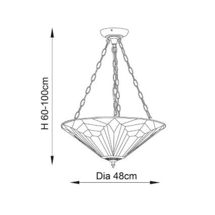 Endon 63936 - Tiffany-tyylinen ASTORIA-riippuvalaisin ketjulla 3xE27/60W/230V, halkaisija 48 cm