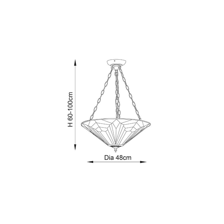 Endon 63936 - Tiffany-tyylinen ASTORIA-riippuvalaisin ketjulla 3xE27/60W/230V, halkaisija 48 cm