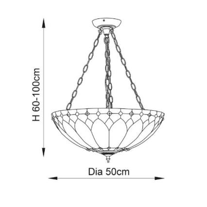 Endon 63976 - Riippuvalaisin ketjulla BROOKLYN 3xE27/60W/230V, halkaisija 50 cm