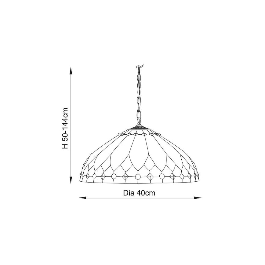 Endon 63977 - Kattokruunu ketjussa BROOKLYN 1xE27/60W/230V halkaisija 40 cm