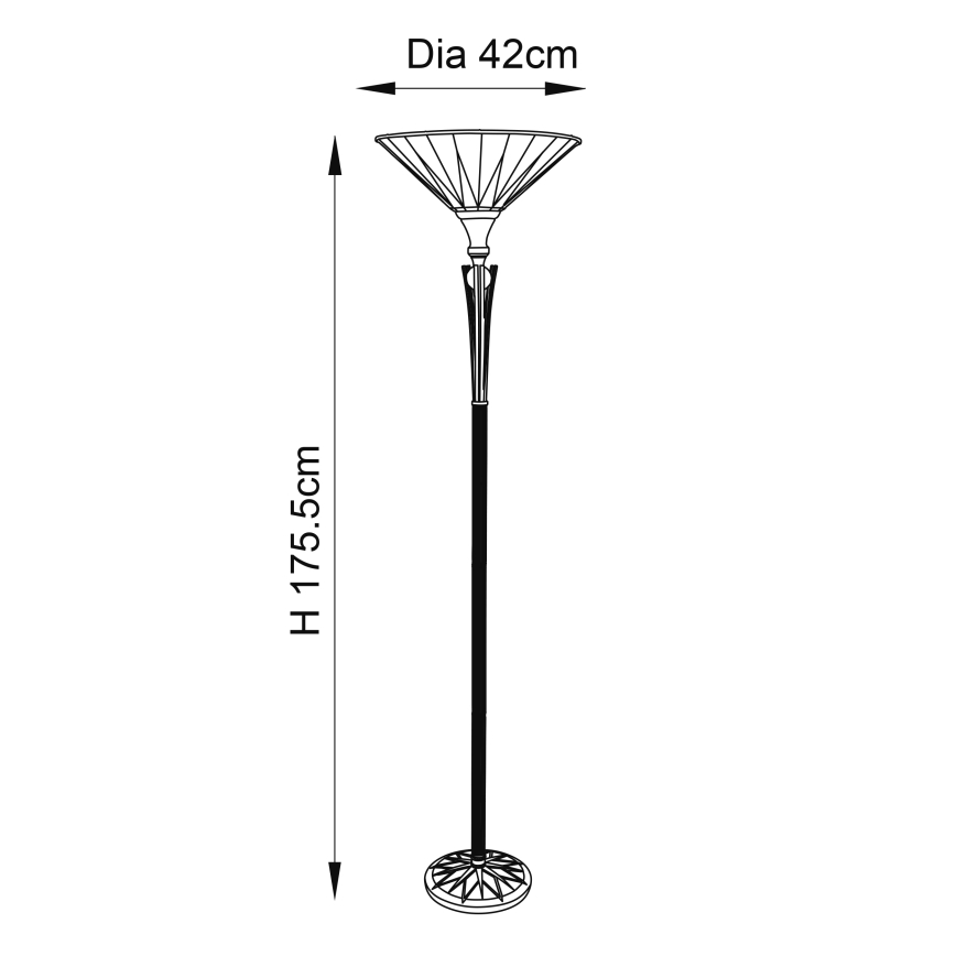 Endon 64042 - Lattialamppu DARK STAR 1xE27/60W/230V halkaisija 42 cm