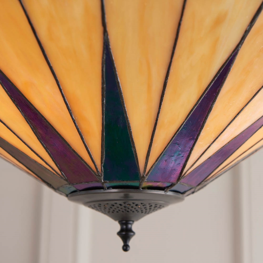 Endon 64043 - Pintakiinnitteinen Tiffany DARK STAR -kattokruunu 3xE27/60W/230V, halkaisija 49 cm