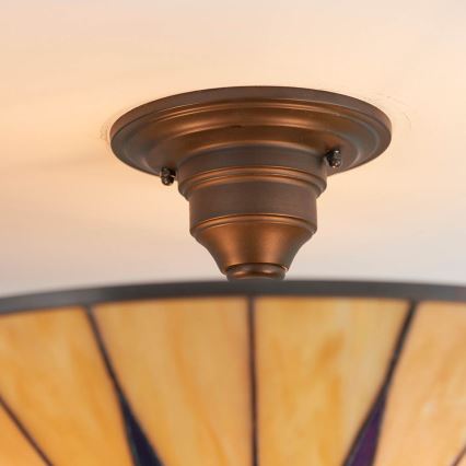 Endon 64043 - Pintakiinnitteinen Tiffany DARK STAR -kattokruunu 3xE27/60W/230V, halkaisija 49 cm