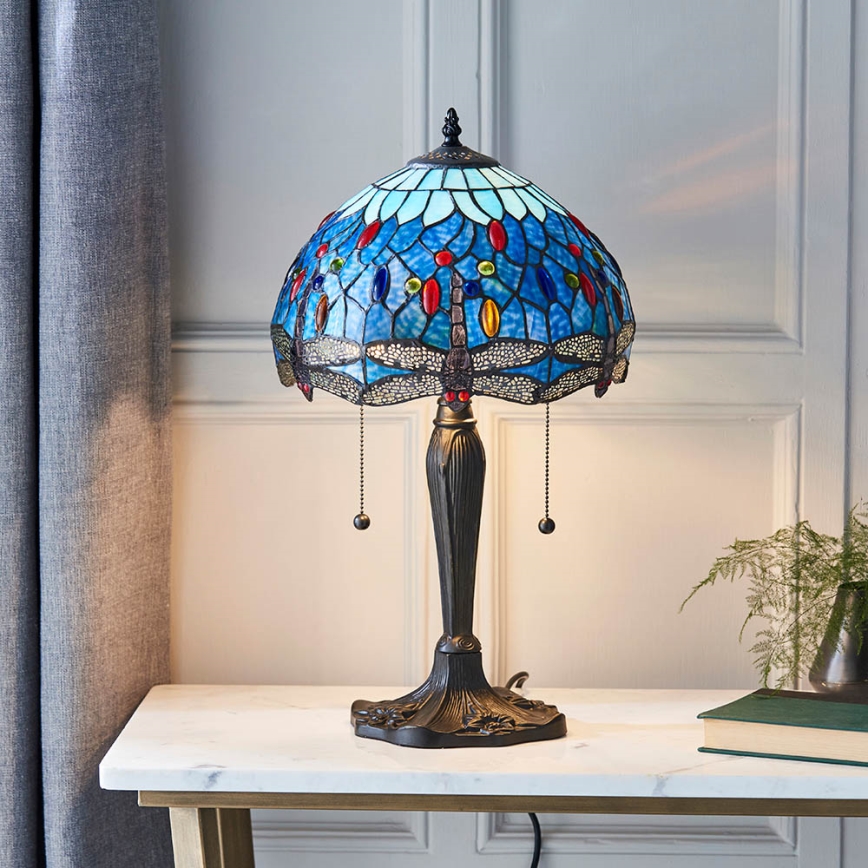 Endon 64090 - Pöytävalaisin DRAGONFLY 2xE27/60W/230V halkaisija 30 cm