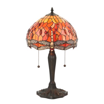 Endon 64092 - Tiffany-pöytälamppu DRAGONFLY 2xE27/60W/230V halkaisija 30 cm