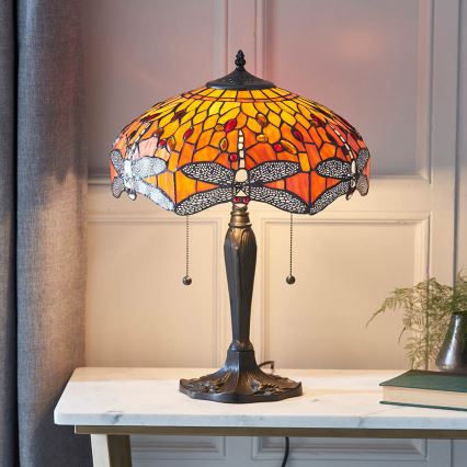 Endon 64093 - Pöytälamppu DRAGONFLY 2xE27/60W/230V halkaisija 41 cm