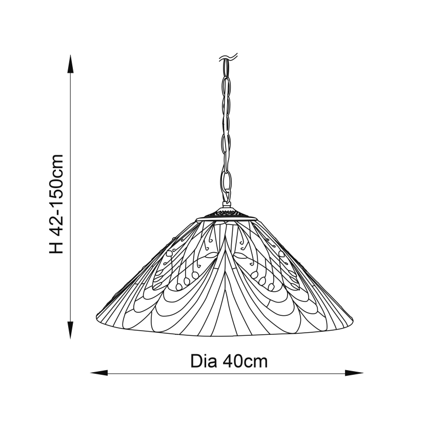 Endon 64162 - Kattokruunu ketjussa HECTOR 1xE27/60W/230V halkaisija 40 cm