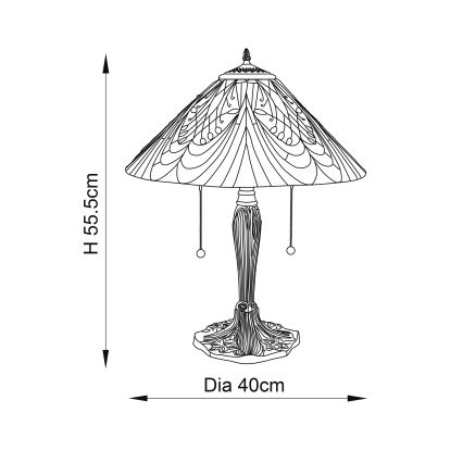 Endon 64163 - HECTOR-pöytävalaisin 2xE27/60W/230V, halkaisija 40 cm