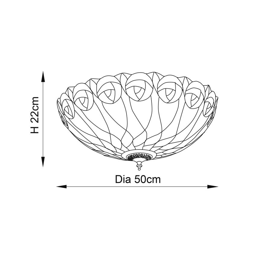 Endon 64173 - Kattovalo HUTCHINSON 2xE27/60W/230V halkaisija 50 cm