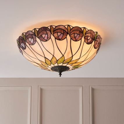 Endon 64173 - Tiffany-kattovalaisin HUTCHINSON 2xE27/60W/230V, halkaisija 50 cm
