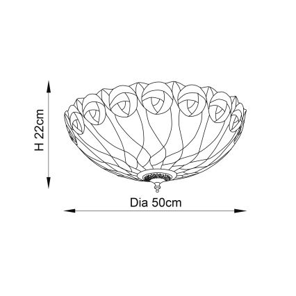 Endon 64173 - Tiffany-kattovalaisin HUTCHINSON 2xE27/60W/230V, halkaisija 50 cm