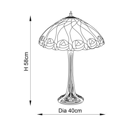 Endon 64177 - Pöytävalaisin HUTCHINSON 1xE27/60W/230V halkaisija 40 cm