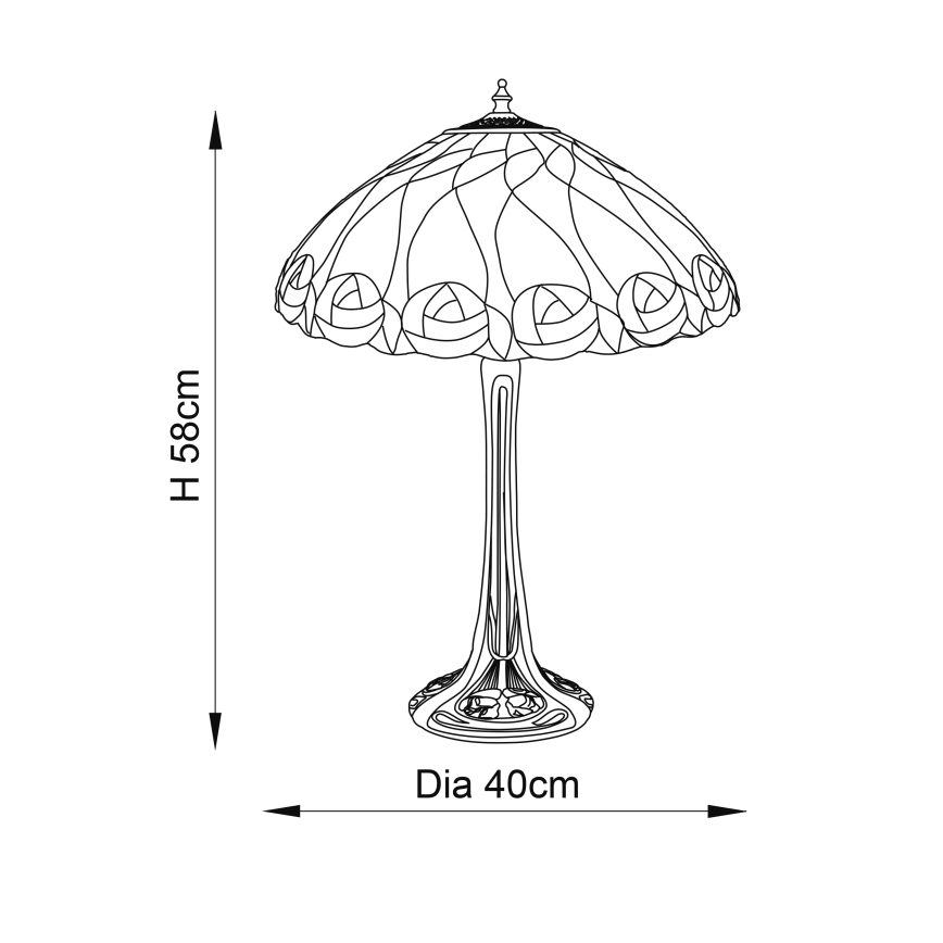 Endon 64177 - Pöytävalaisin HUTCHINSON 1xE27/60W/230V halkaisija 40 cm