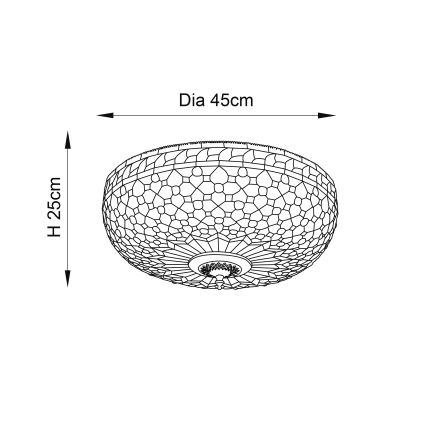 Endon 64276 - Kattovalo MILLE FEUX 2xE27/60W/230V halkaisija 45 cm