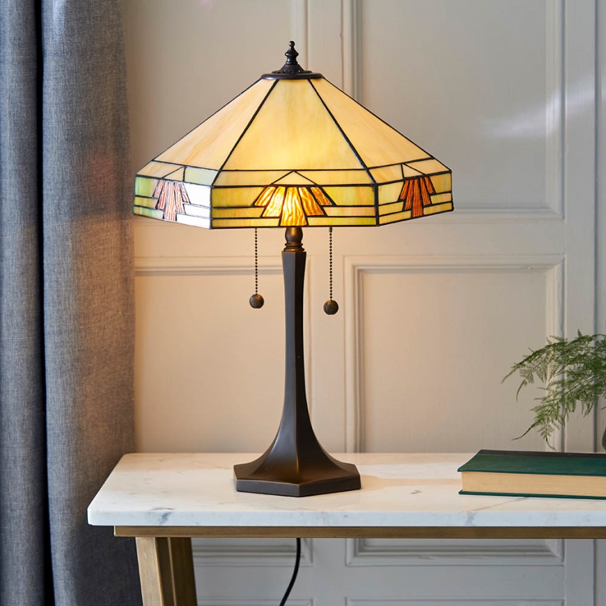Endon 64286 - Pöytävalaisin NEVADA 2xE27/60W/230V halkaisija 40 cm