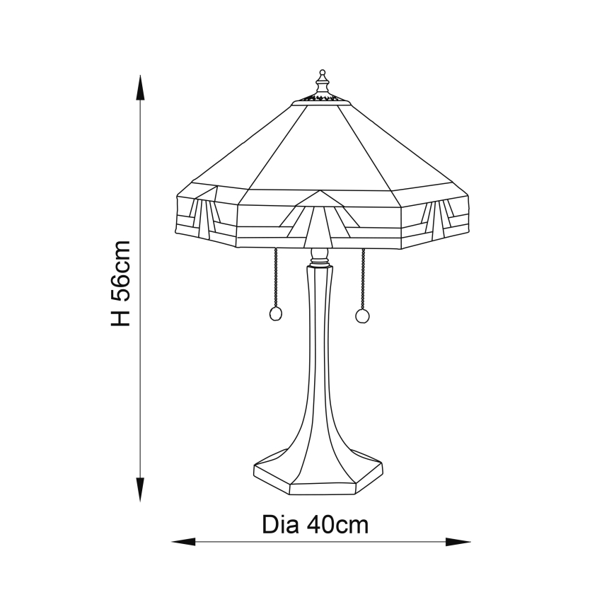 Endon 64286 - Pöytävalaisin NEVADA 2xE27/60W/230V halkaisija 40 cm