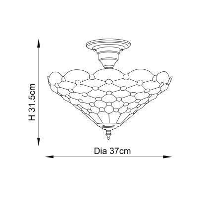 Endon 64300 - pintakiinnitteinen Tiffany-tyylinen PEARL-kattokruunu 3xE27/60W/230V, Ø 37 cm