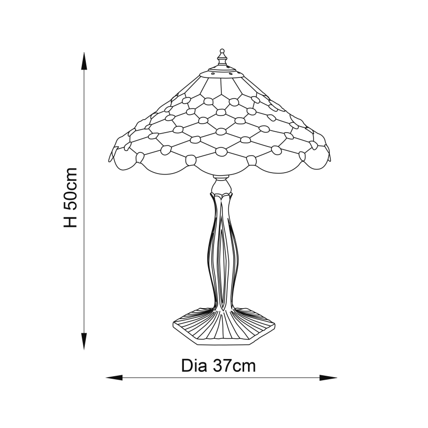 Endon 64301 - Pöytävalaisin PEARL 1xE27/60W/230V halkaisija 37 cm