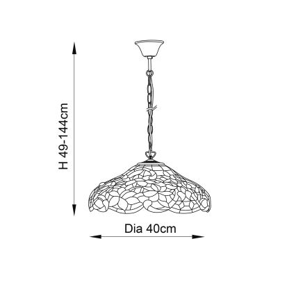 Endon 64325 - SULLIVAN-kattokruunu ketjulla 1xE27/60W/230V, halkaisija 40 cm