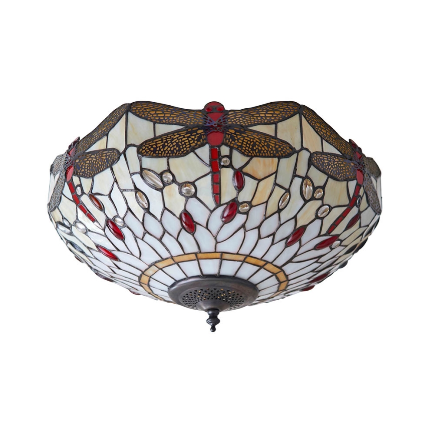 Endon 70723 - Tiffany-kattovalaisin DRAGONFLY 2xE27/60W/230V halkaisija 41 cm