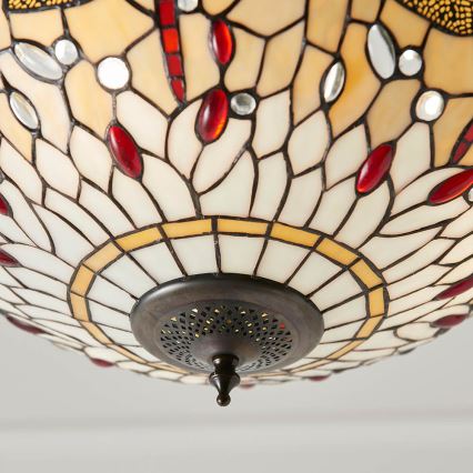 Endon 70759 - Tiffany DRAGONFLY riippuvalaisin ketjulla 3xE27/60W/230V halkaisija 41 cm