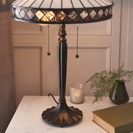 Endon 70935 - Pöytävalaisin FARGO 2xE27/60W/230V halkaisija 41,5 cm