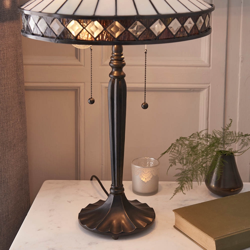 Endon 70935 - Pöytävalaisin FARGO 2xE27/60W/230V halkaisija 41,5 cm