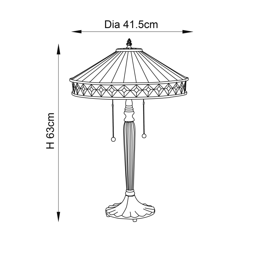 Endon 70935 - Pöytävalaisin FARGO 2xE27/60W/230V halkaisija 41,5 cm