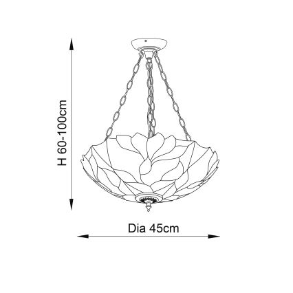 Endon 70946 - Kattokruunu ketjussa BOTANICA 3xE27/60W/230V halkaisija 45 cm
