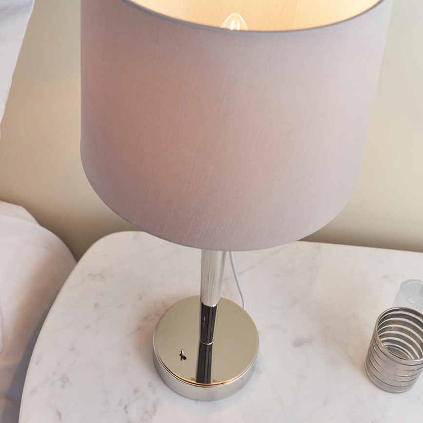 Endon 72175 - Pöytävalaisin USB-portilla SYON 1xE14/40W/230V kiiltävä kromi/beige