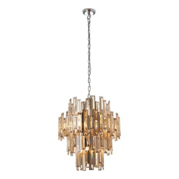 Endon 72744 - Kristalli-ketjukattokruunu VIVIANA 12xE14/40W/230V kiiltävä kromi/savuinen