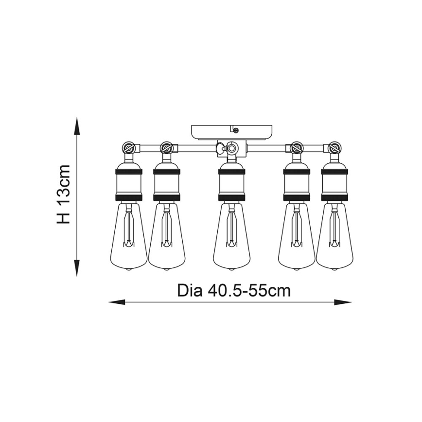 Endon 76336 - HAL-kohdevalaisin 5xE27/40W/230V mattakromi/kupari