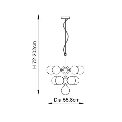 Endon 76500 - Kattokruunu johdossa OSCAR 11xG9/18W/230V messinki