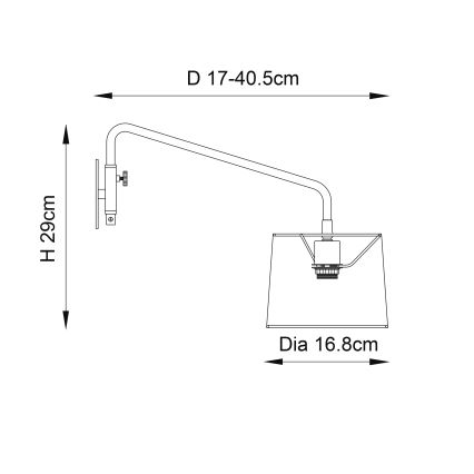 Endon 79500 - Seinävalaisin CARLSON 1xE14/40W/230V harmaa/musta