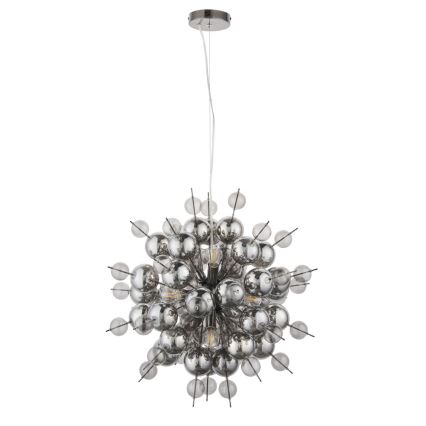 Endon 81583 - JOULES riippuvalaisin köydellä, 9×E14/7W/230V, kiiltävä kromi/savunharmaa