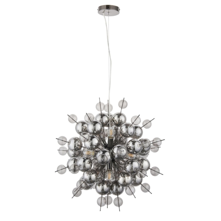 Endon 81583 - JOULES riippuvalaisin köydellä, 9×E14/7W/230V, kiiltävä kromi/savunharmaa